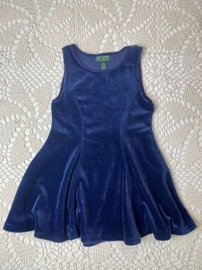 Vintage 1990s TCP Girls 4 Years Navy Blue Velour Sleeveless Jumper Dress